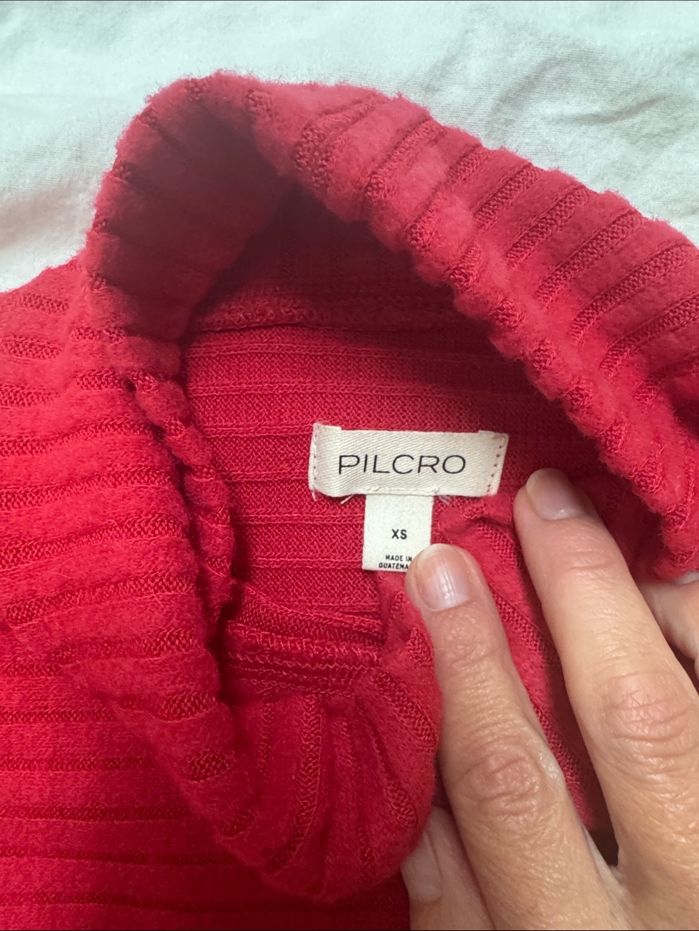 Pilcro Bright Red Ribbed Mock Neck Sweater - Picture 2 of 3